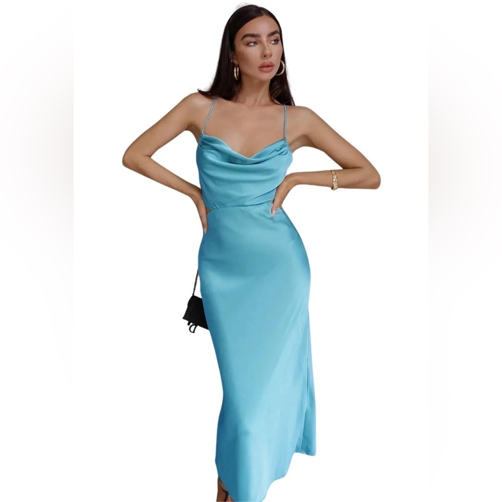 Runaway The Label Charis Slip Dress in Aqua - Size M